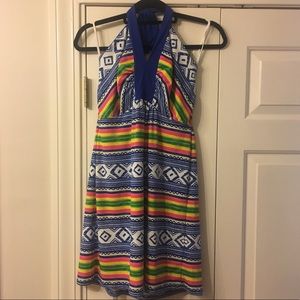 Joy Joy Tie Back Striped Halter Dress